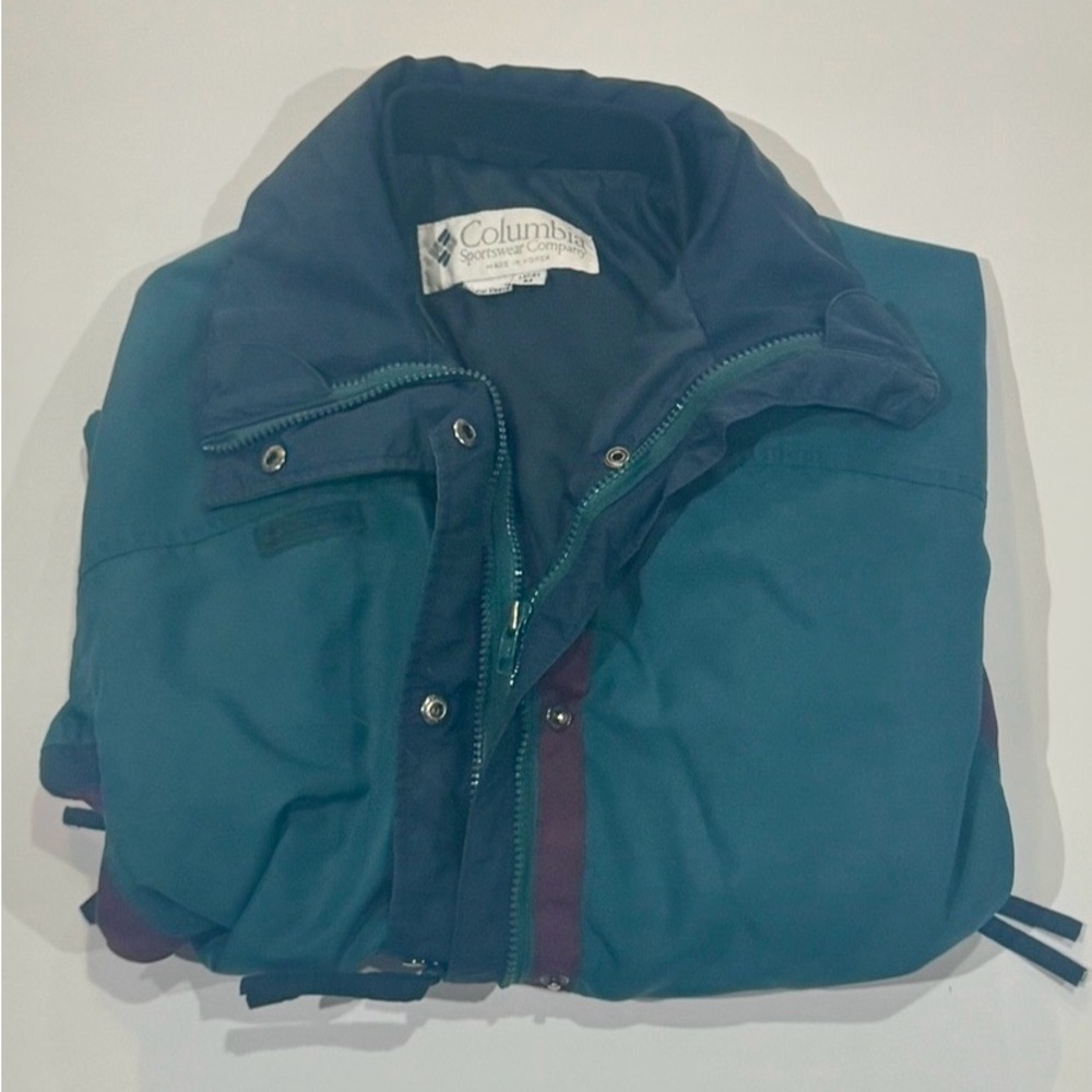 Vintage Columbia Women’s Medium Jacket Teal Purple Windbreaker Made in Korea - Picture 6 of 10